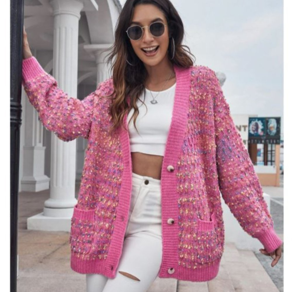 Pink Multicolor Cardigan